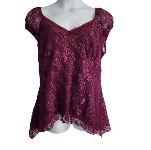 Lace purple cap sleeve blouse
